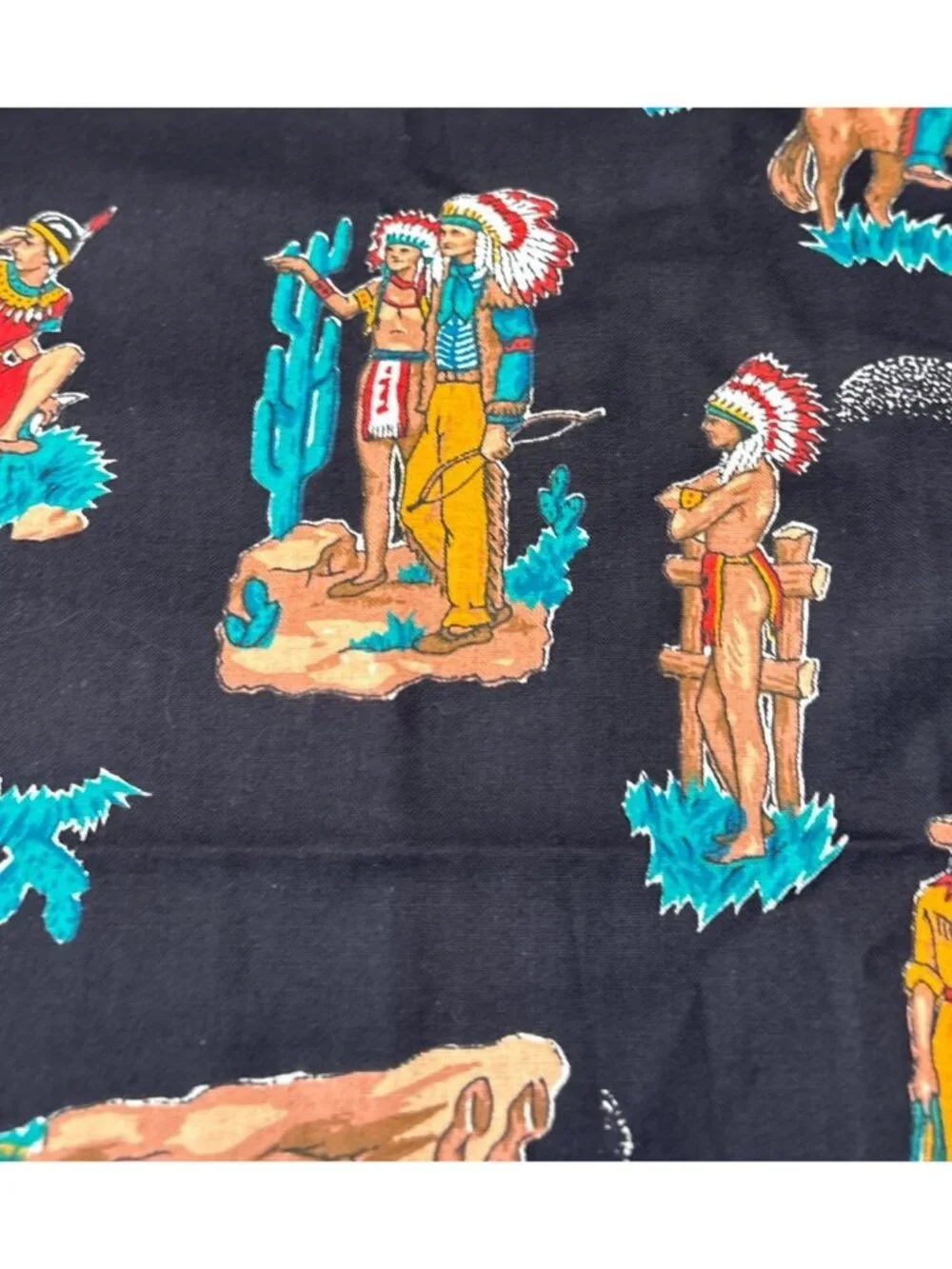 Cowboy & Native American Themed Cotton Fabric 1/2 yard x 44